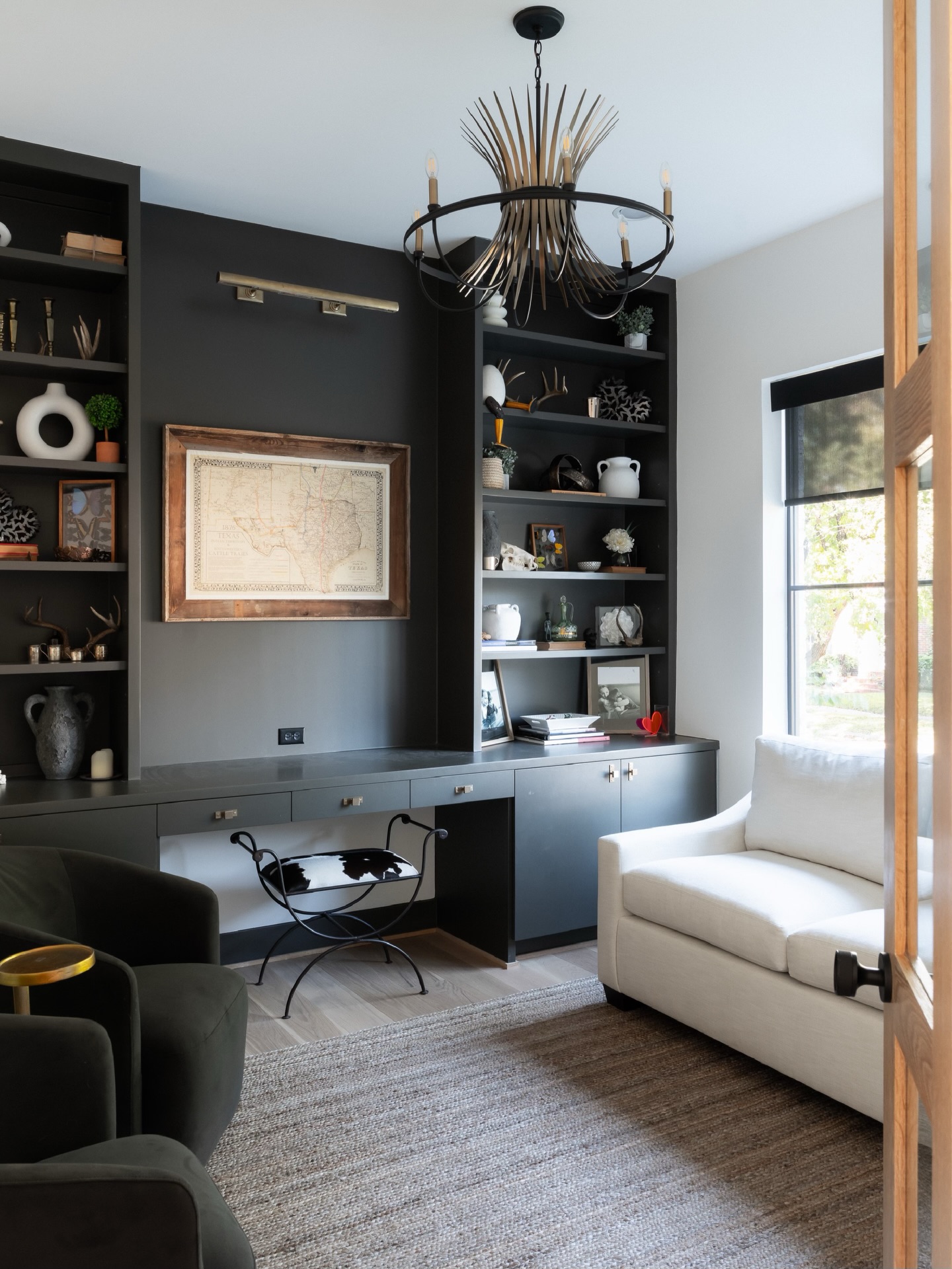 This study has built-in shelves, good light, and a door that closes. 

To our client, who worked from home and had been sitting at a kitchen table for two years, the small details mattered. Without those details, calls would be interrupted and thinking in silence would be hard to come by. 

They wanted working at home to feel like home, not a burden.
-
-
-
#onpointcustomhomes #HoustonCustomHomes #houstonluxuryhomes  #homeoffice